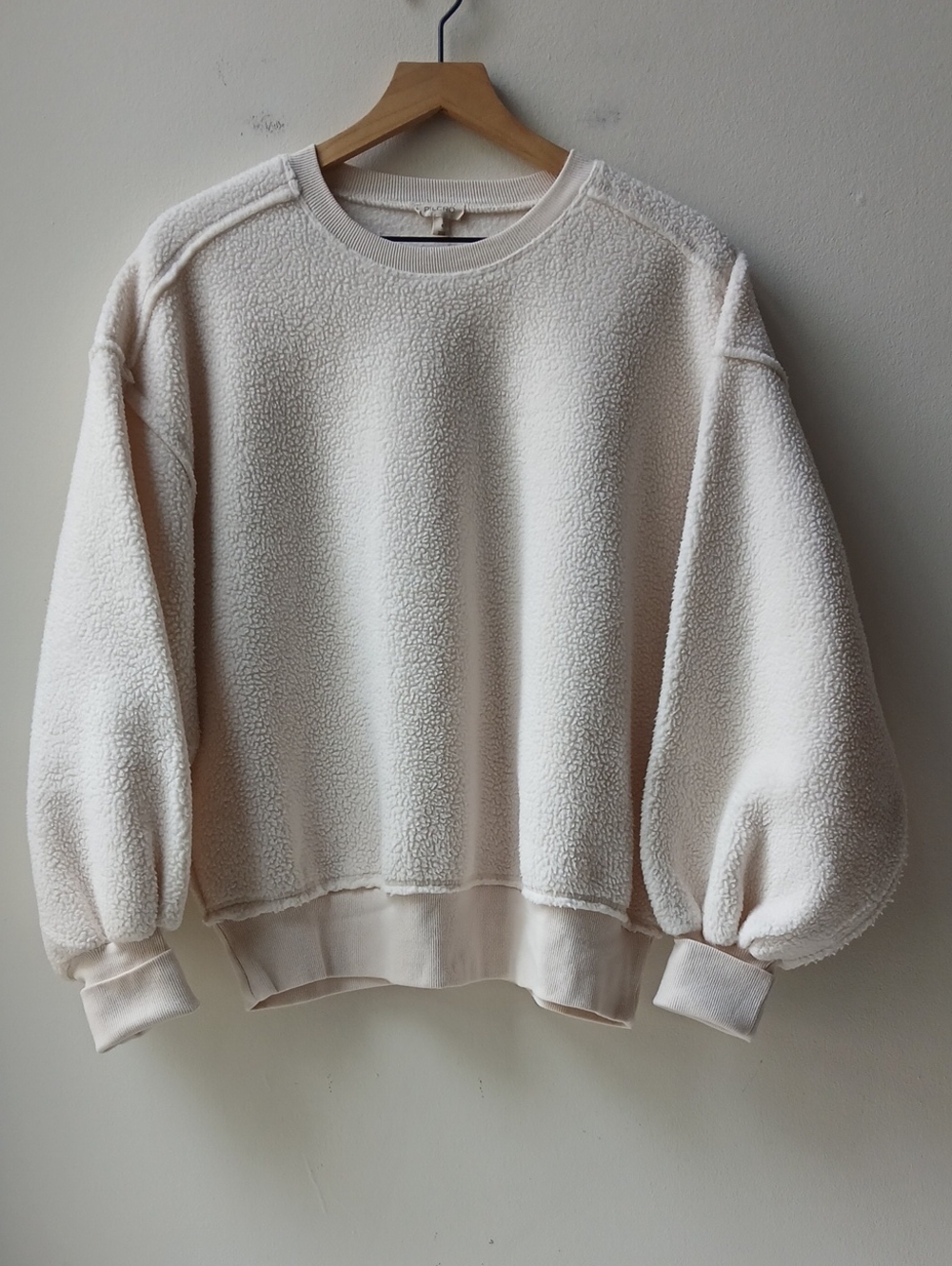 Pilcro Sherpa Slouch Sweatshirt Cream Women's Small